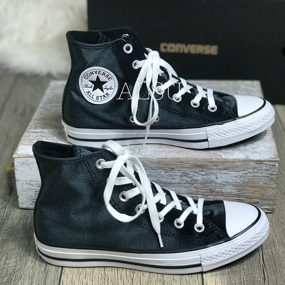 Converse Ctas Hi Velvet Black White W AUTHENTIC - Picture 2 of 7